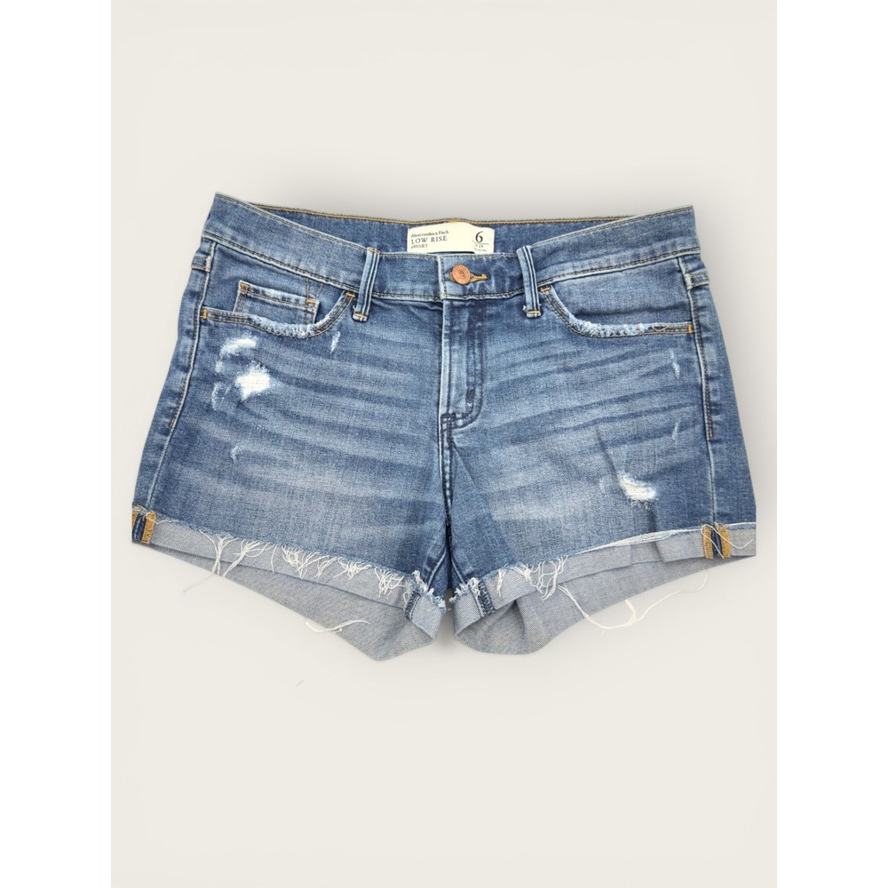 Abercrombie Low Rise Denim Shorts Size 6 (28) Distressed‎ Cuffed Cutoff Y2K Boho